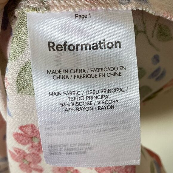 Reformation Mini Esmee Pink Dress Floral Long Sleeve Size 0 - Picture 9 of 11